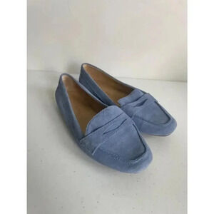 Women's Talbots Blue Suede Leather Penny‎ Loafers Size 7.5W EUC